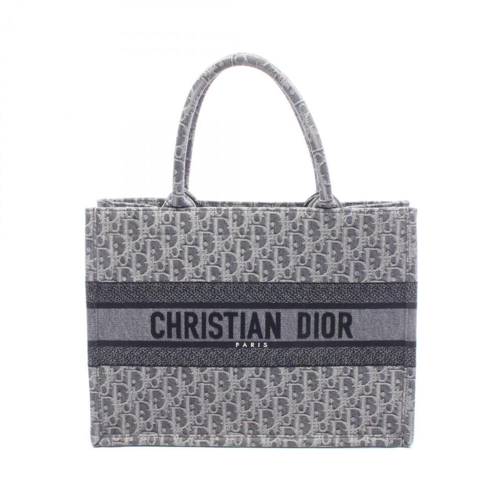 Christian Dior BOOK TOTE Medium Tote Bag Handbag Canvas Women's Gray/Black M1...